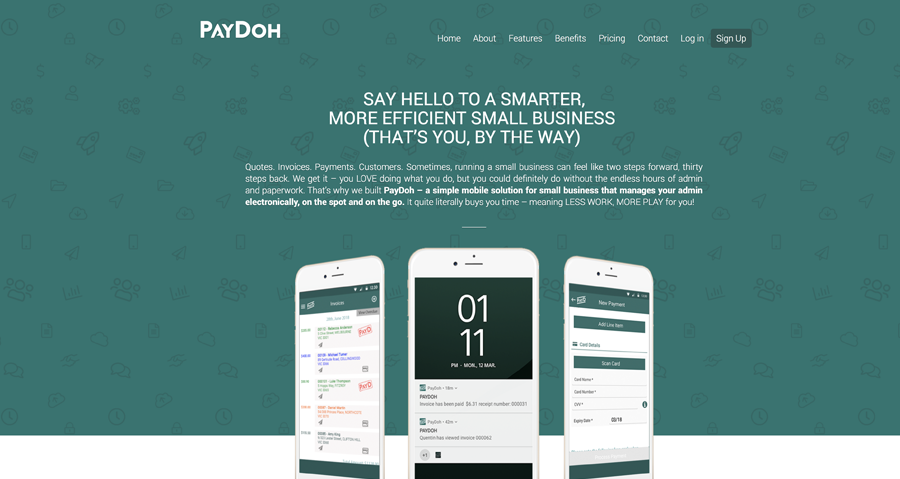 Paydoh App landing page screen grab